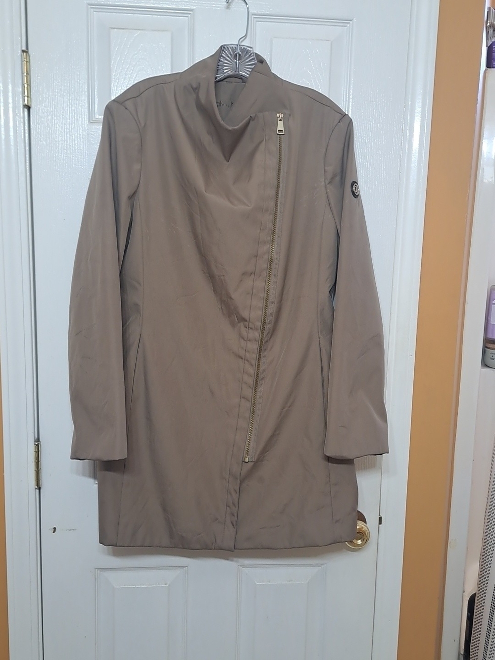 Calvin Klein Women's Taupe Asymmetric Zip  Coat